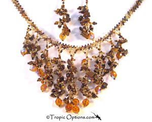 Coral with Stones Necklace/Earring Set - Assorted